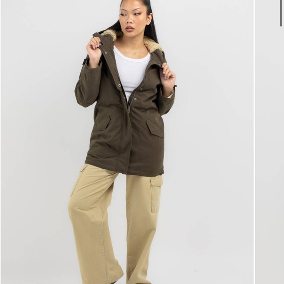 VOLCOM Less is More Sherpa Lined Hooded Weatherproof Jacket rust Orange - Picture 10 of 14